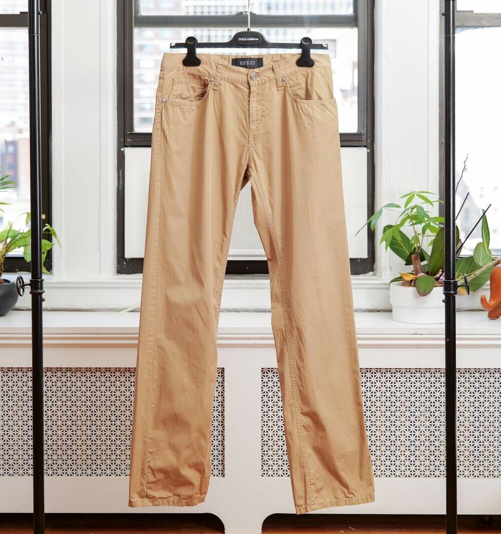 Gucci Khaki Tan Cotton Stretch 5-Pocket Straight Chino Pants (IT 46 / US 30)